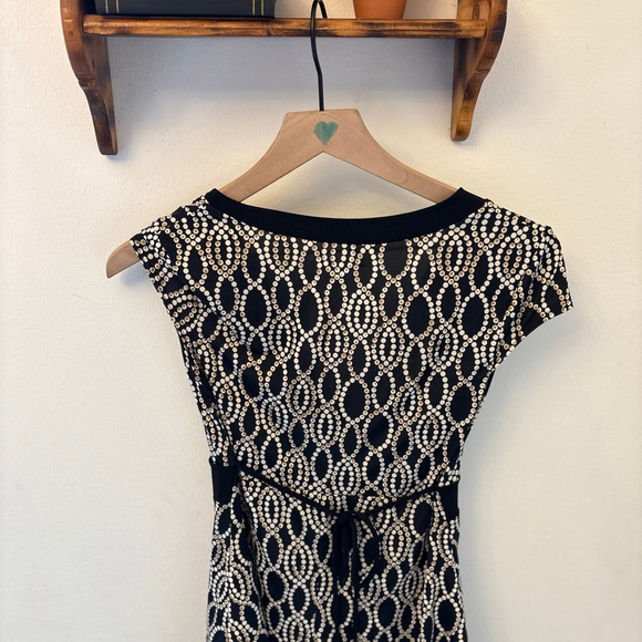 Vintage Y2K A. Byer Black V-Neck Blouse Chain Print Size Medium - Picture 5 of 7